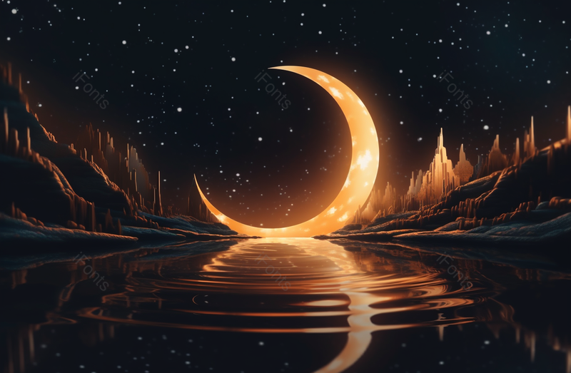 新月中秋节中国风山水凉亭月亮插画,插画/手绘图,插画/手绘图库,插画/手绘图下载,插画/手绘